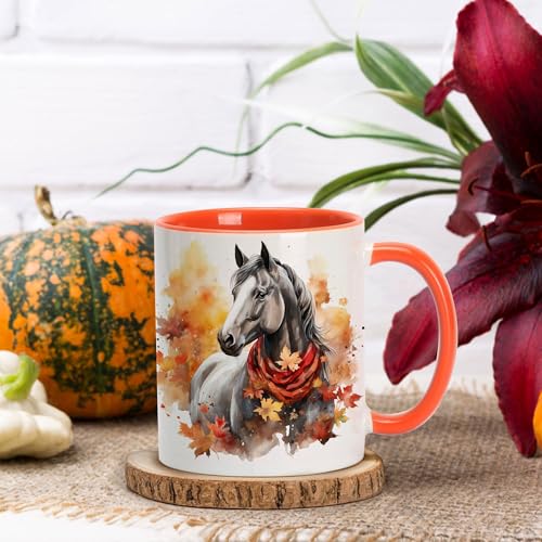 Taza de Cerámica 11oz con Diseño de Caballo para Otoño miniatura 2