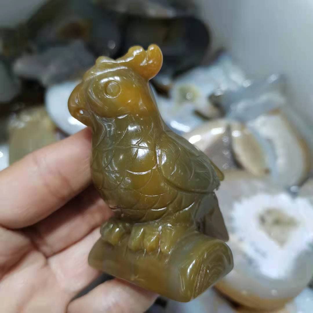 65mm naturalny agat papugi figurki kamień rzemiosła posągi ptaków wystrój