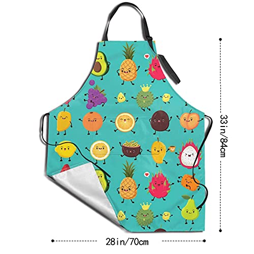 Gocerktr Cute Cartoon Fruit Animation Durian Pineapple Bib Apron With Adjustable Neck For Men Women,Suitable For Home Kitchen Cooking Waitress Chef Grill Bistro Apron #TOP4