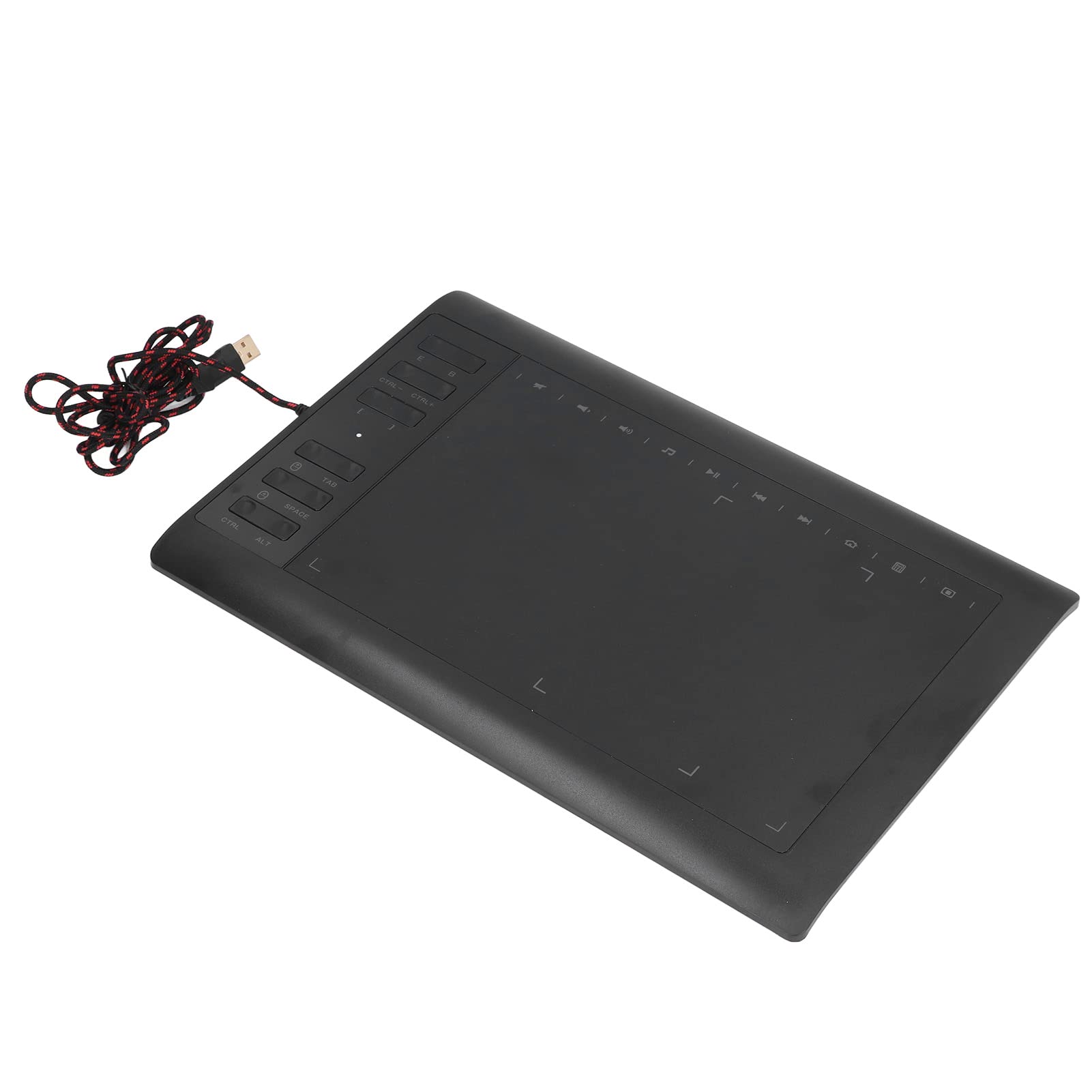Tableta Gráfica de Dibujo, 10x6 Pulgadas, 12 Teclas de Acceso Directo Físico, Tableta Gráfica de Interfaz USB de 8192 Niveles para Pintura, Diseño, Boceto de Creación de Arte(Negro)