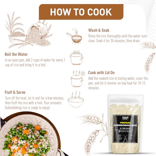 Image of Delight Foods Premium Bengali Gobindobhog Rice 1kg | 2 Years Old Aged | Unpolished Aromatic Short Grain Chawal | Grown in Bengal | Ideal for Payesh /Kheer, Biryani & Pulao