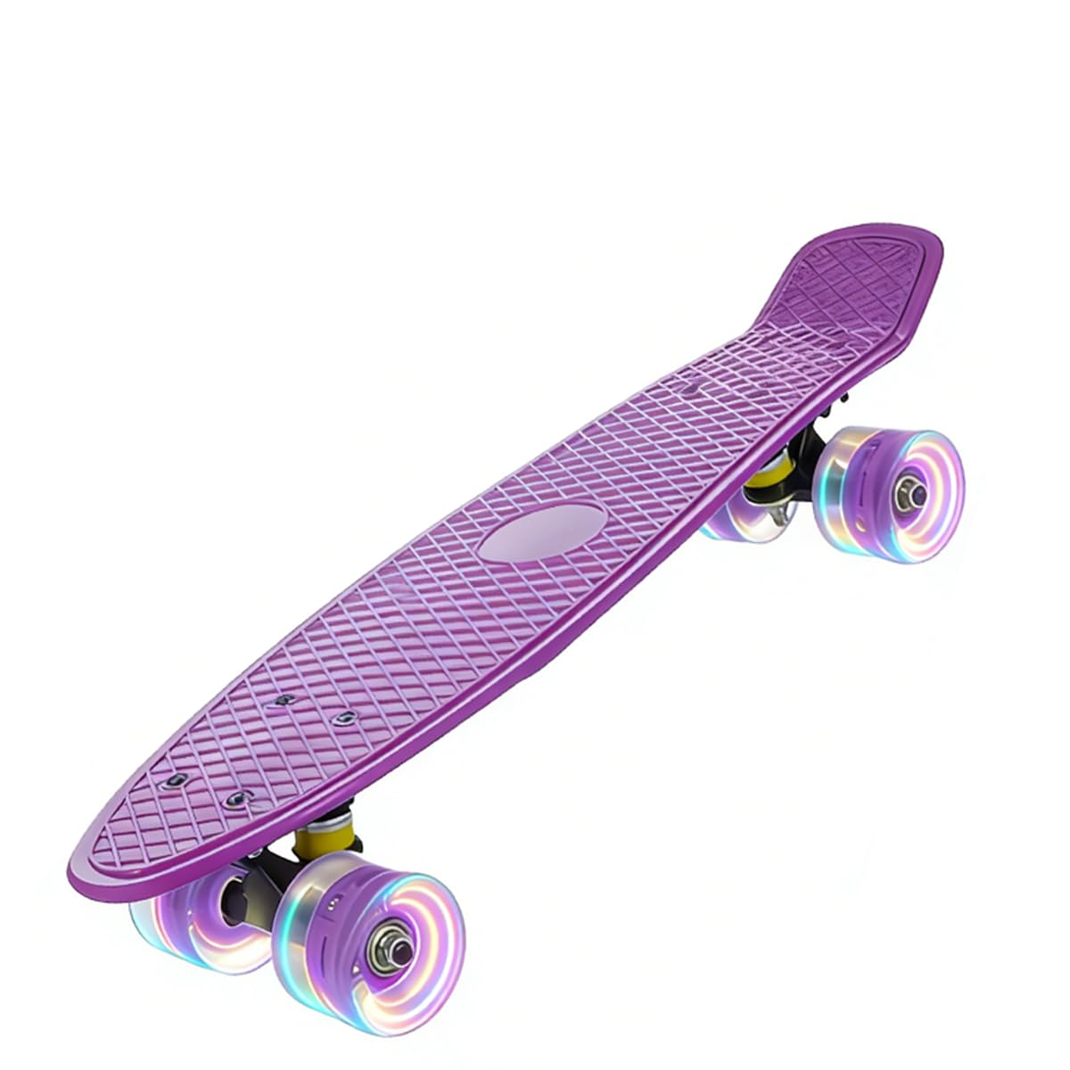ERNAN 22 inch Skateboards for Kids,Cruiser Skateboard,Skateboards for Kids Teens Adults & Beginners, PU LED Flashing Wheels with All-in-One Skate T-Tool (Pure Purple)
