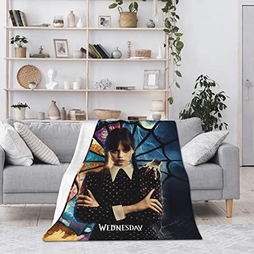 Loupsiy Wednesdays Addams Fluffy Blanket gifts - Familys Halloween Banket 100x150cm Flannel Fleece Merchandise -Wednesdays Bedding Soft Sofa Blankets For Home Decor