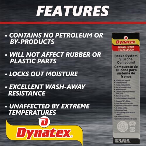 Image of Dynatex Brake System Silicone Compound 5.3 oz Tube - Pure Silicone, No Petroleum, -40F to 500F, Protects Rubber, Moisture Resistant (5-Pack)