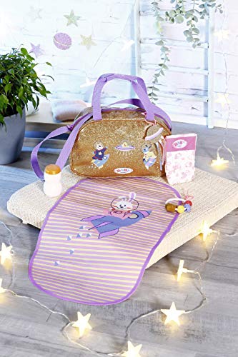 Zapf Creation 831106 BABY born Happy Birthday goldene Wickeltasche in Astronauten Design mit Wickelunterlage, Windel… – Bild 5