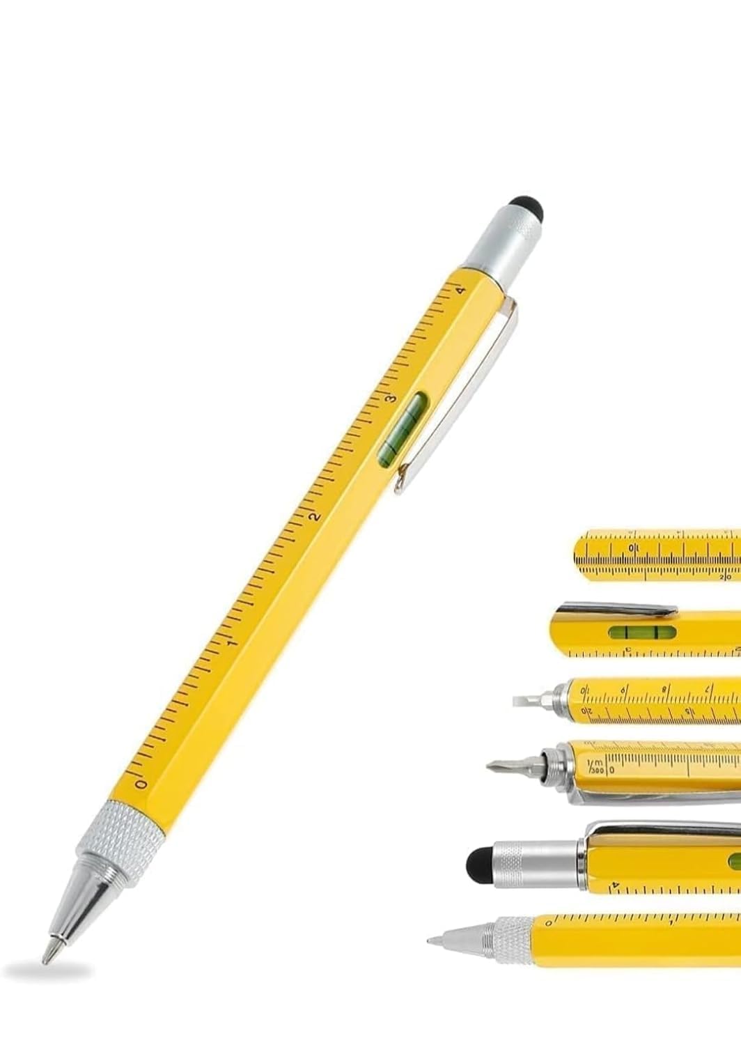 6 In 1 Multitool Pen | Ballpoint Ruler Screwdriver Stylus Touch Screen | Mini Tech Tool Pen Aluminum | Multicolor | Refills & Batteries Included-image-20