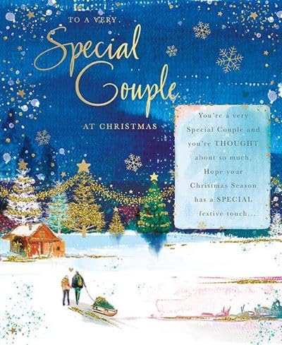 Words N Wishes Very Special Couple Christmas Card - Snowy Forest Scene with a Foil Flitter Finish - Eco-Friendly
