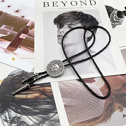 Jpjzy Brbam American Indian Style Western Cowboy Native American Bolo Tie Retro Solar Calendar Leather Bolo Necktie (Clown Skull-Silver) #TOP1