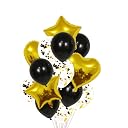 Juzfun Confetti Balloons for Birthday Engagement Wedding Anniversary Baby Shower Kids Party Decoration Graduation Day Gold and Black 12 Inch Latex Balloon Suitable for Helium pack of 14 pieces gallery image
