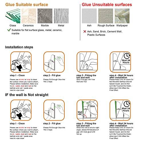Mofason Silicone Shower Splash Guard, Clear Bathtub Corner Splash Guard, Bathroom Shower Water Guard With Adhesive For Fixing, Can Be Used In Washbasin, Tubs, Sinks Etc - 2Pack #TOP5