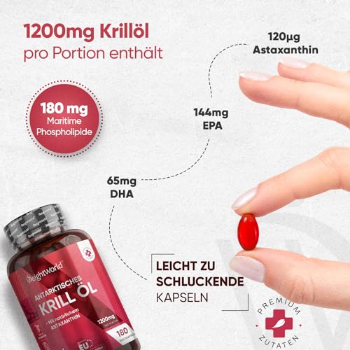 Krillöl Kapseln 1200mg mit Astaxanthin von WeightWorld