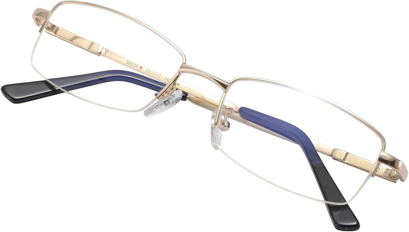 Computer Blue Light Blocking Glasses For Men And Women Computer Gaming Glasses Metal Half Frame Clear Lens - Image 4