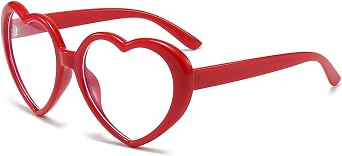 Heart Frame Clear Lens Glasses for Women Classic Vintage Retro Red Heart Non-Prescription Eyeglasses