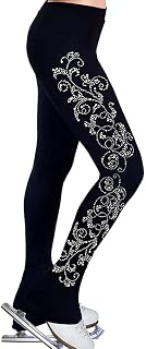 DHONDT Figure Skating Practice Pants Girls Women Ice Skating Tights Fleece Thermal Skate Pants for Ice Skate Practice Competition