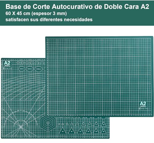 Miniatura 4 de Tabla De Corte A2 Doble Cara, Base De Corte Autocicatricante, Alfombrilla De Corte Para Patchwork, Ideal Para Costura Y Manualidades 60x45cm Verde