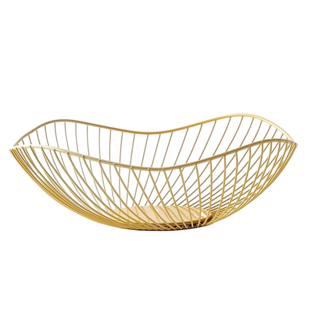 lmoikesz Metal Fruit Basket Multifunctional Exquisite Appearance Metal Fruit Baskets Metal Fruit Bowl Made With Metal Open Wire, gold Oblique small