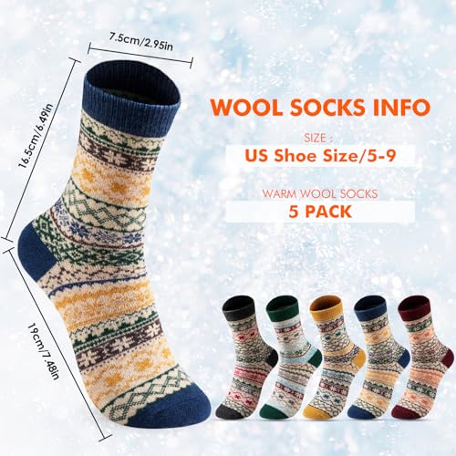 Tavaleu Wool Socks - Wool Socks for Women Soft Warm Winter Vintage Crew Socks Casual3