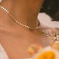 Vista 3 de Collar de oro para mujer, gargantilla chapada en oro de 14 quilates, delicados collares en capas, collar de plata para mujer, chapado en oro blanco