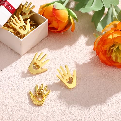 Image of Foilswirl 75 Pcs Employee Appreciation Gifts Bulk Gold Hand Lapel Pin Volunteer Appreciation Gift Recognition Gifts for Social Worker Nurse Coworkers (Hollow Style)