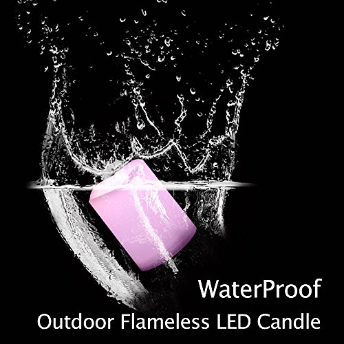 Image of QIDEA Outdoor 3 inchx4 inch Color Changing Flameless Pillar Candles with Remote | Waterproof LED Candles with Remote Battery Operated Plastic Multi-Color Lights for Halloween Christmas Party Decor 3 Pack
