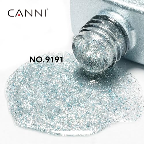 Image of CANNI Glitter Blue Gel Nail Polish, 1Pcs Blue Sparkly Gel Polish Shiny Glitter Color Soak Off U V Nail Manicure Salon DIY at Home