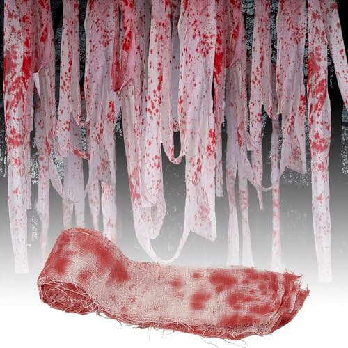 Dryxog 10 Meter Halloween Props Room Escape Haunted House Theme Set Horror Dark Masquerade Decoration Pendant With Blood Bandage Roll für Karneval Halloween Kostüm Verkleidung Cosplay-Party Horror