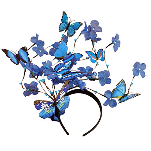 Butterfly Fascinator Hat Headbands, Fascigirl Bohemian Women Wedding Headpiece Girls Cosplay Photo Props for Halloween Carnival Party