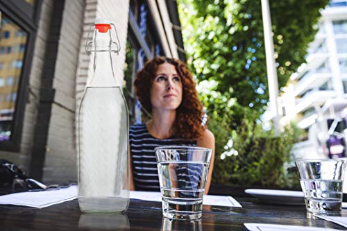 Flip Top Glass Bottle [1 Liter / 33 Fl. Oz.] [Pack Of 4] – Swing Top Brewing Bottle With Stopper For Beverages, Oil, Vinegar, Kombucha, Beer, Water, Soda, Kefir – Airtight Lid & Leak Proof Cap – Clear #TOP5
