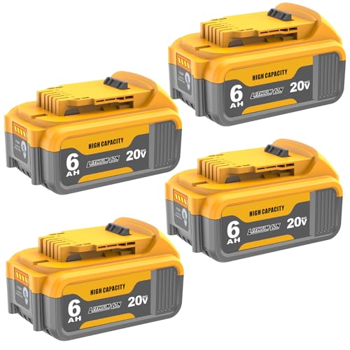 TENMOER 4-Pack 6AH Compatible with Dewalt 20V Battery for DCB203