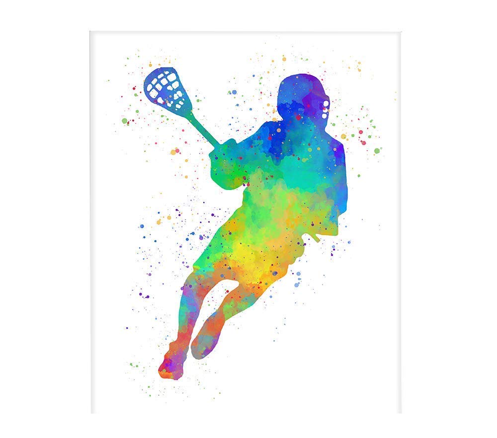 Lacrosse Player Sport Abstract Wall Art 11x14 inch UnFramed Print, Art Print Gift for Lacrosse Coach, Male Player, Fan. Club, Locker, Teen Boy Bedroom, Office or Dorm Room Decor Idea