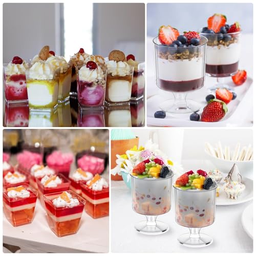 Fracurs 430 Pack Clear Dessert Cups Set with Spoons & Cocktail Picks, 5OZ Round Shooters Cups For Party, Mini Plastic Parfait Cups with Lids for Ice Cream Cake Pudding Fruit Yogurt Jello Appetizer Cup – Image 7