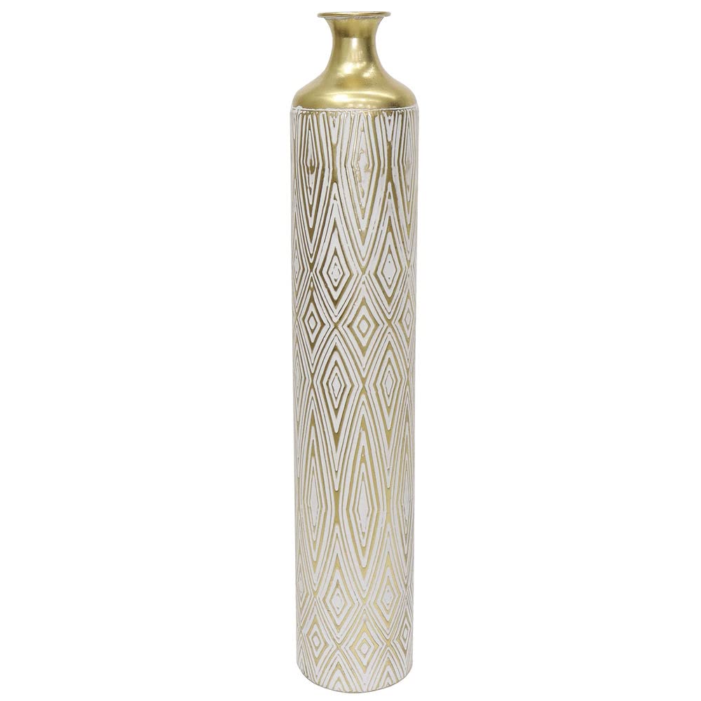 DKD Home Decor White Colonial Metal Vase (15 x 15 x 85 cm) (Reference: S3020442)