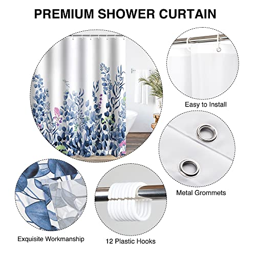 WELTRXE Shower Curtains, Bathroom Shower Curtain with 12 Hooks, Waterproof Polyester Fabric Bathtub Curtain, Weighted Hem - Image 4