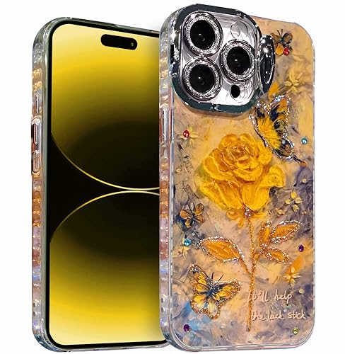Coque iPhone 15 Pro Max fleurie pour femme idéale pour les appels vidéo mains libres