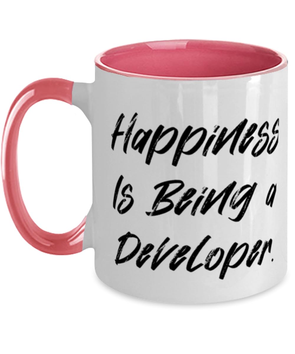 Developer Gifts For Friends, Happiness Is Being a Developer, Funny Developer Two Tone 11oz Mug, Cup From Boss
