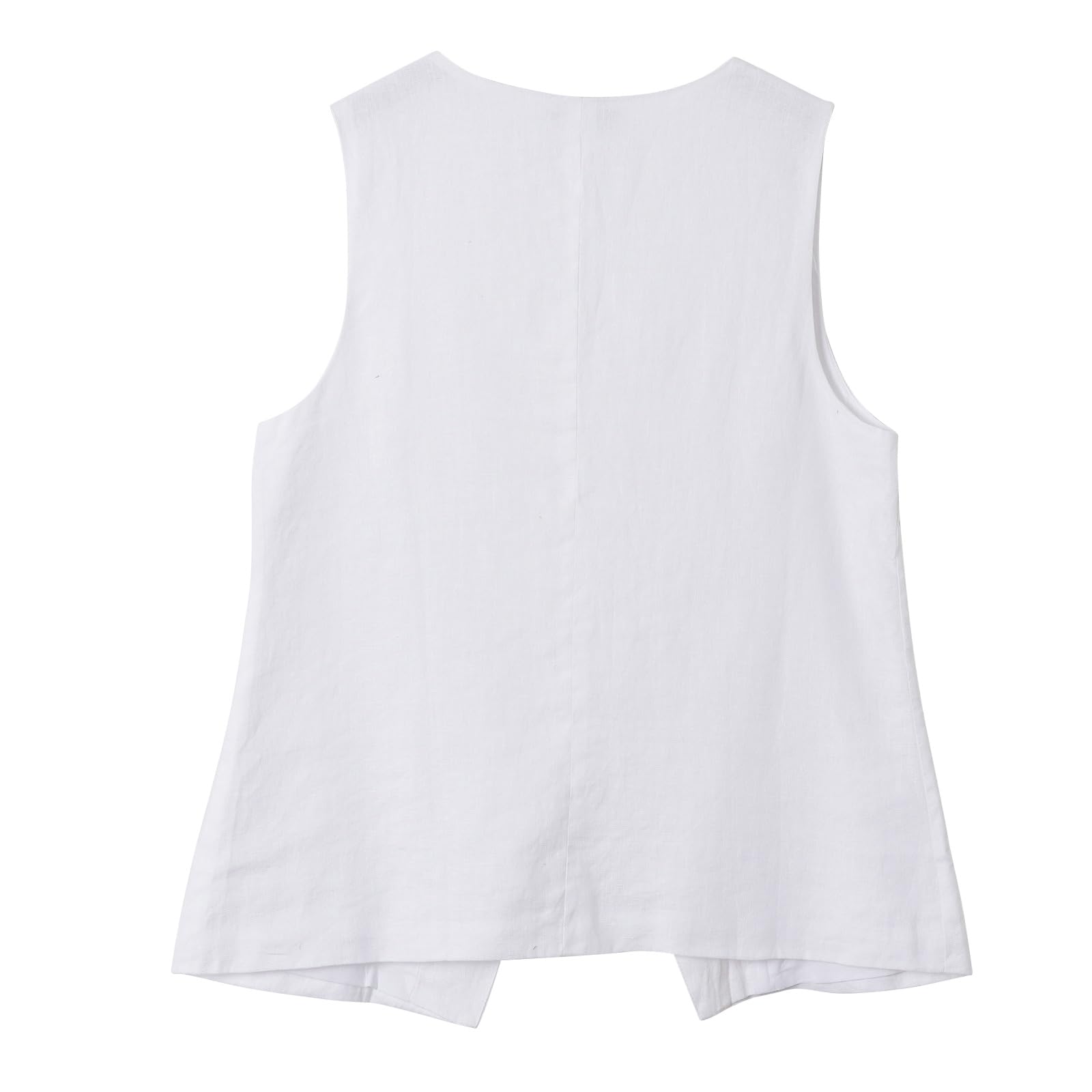 Amazhiyu Gilet da donna in puro lino, top estivo senza maniche con bottoni, scollo a V, in lino