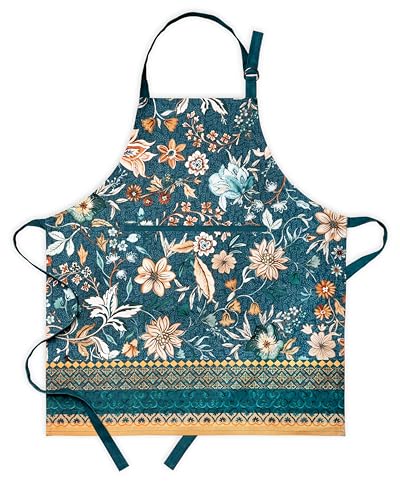 Maison d' Hermine 100% Cotton Apron for women with Pocket Kitchen Chef Fall Apron for Men Cooking Gardening Server Waitress Maid (Luxury Loft - Dark Teal)