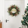 SHACOS Artificial Christmas Wreath 20 Winter Pine Wreath with Merry Christmas Sign Red Berries Christmas Balls Shinny Golden Leaves Xmas Decoration for Front Door Window Wall Holiday Indoor Outdoor