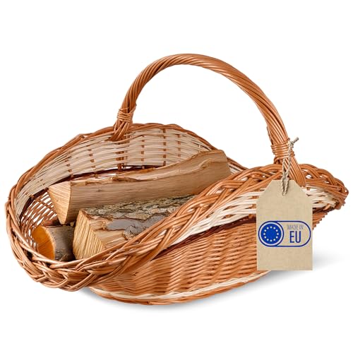 Creative Home Groß Holztrage Rattan Kaminholzkorb Kaminkorb Tragekorb...