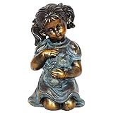 Exhart Child & Kitten Garden Statue – Bronze Look Girl & Cat Statue –Girl Statue Best for Porch,...