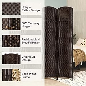 RHF 6 ft.Tall Room Divider, Room Dividers and Folding Privacy Screens, 15.7" Privacy Screen 4 Panels Room Divider Wall Partition, Dark Coffee RHF 6 ftTall Room Divider Room Dividers and Folding Privacy Screens 157 Privacy Screen 4 Panels Room Divider Wall Partition Dark Coffee