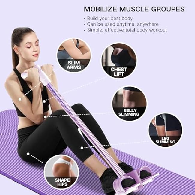 2025 Foot Pedal Resistance Band, Multifunctional Pedal Puller Resistance Rope, Fitness Pedal Puller Rope, 6-Tube Yoga Tension Rope Exercise Bands Pedal Exerciser Slimming Fitness Equipment