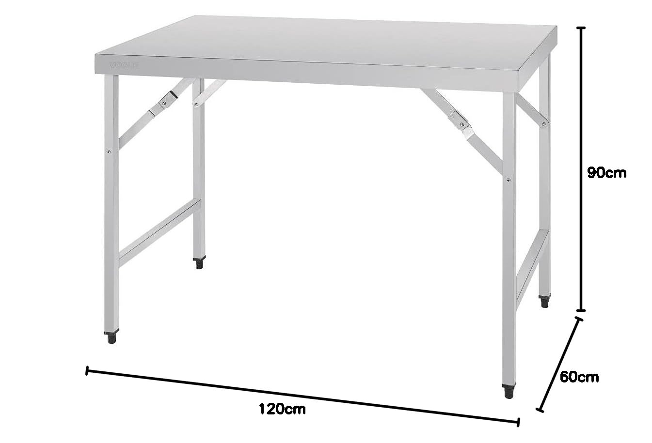 Vogue Edelstahl-Klapptisch 1200 mm, Tisch aus poliertem Edelstahl, Größe: 900 (H) x 1200 (B) x 600 (T) mm, Verwendung im Innen- und Außenbereich, CB905