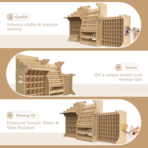 Image of Plastic Modeling Tool Storage, Large Capacity Combination Rack, MDF Material Paint Box Holds 211 DIY Tinting Ink Bottle Durable, Suitable for Tamiya /Mr.Hobby /Vallejo /Citadel GK PS