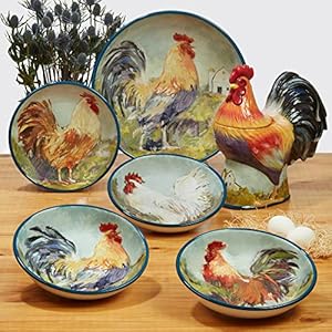 Certified International Rooster Meadow 22 oz Mugs Set of 4