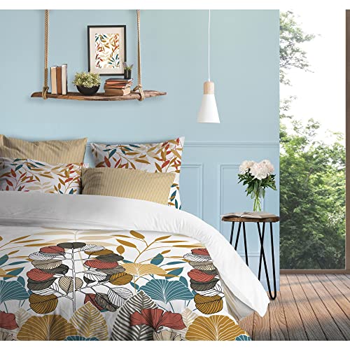 Les Ateliers du Linge Parure de lit 2 Personnes Telia avec Housse de Couette et taies d'oreiller Imprime 260 x 240 cm Cover
