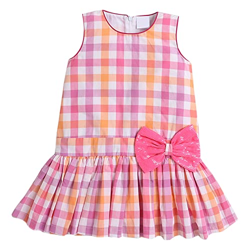 Image of Hopscotch Girls Cotton Sleeveless Checkered Midi Casual Dress