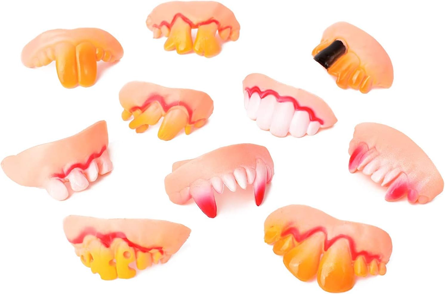 HUIANER Fake Teeth Ugly Costume Party Funny Gag for Halloween Party Decoration 10pcs