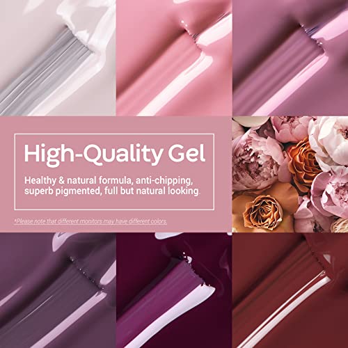 Image of modelones Gel Nail Polish Set Pastel 6Colors Burgundy Red Pink