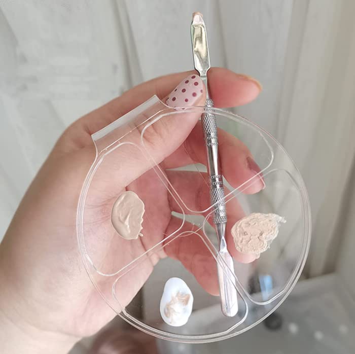 HLLMX - 2 bandejas de mezcla de maquillaje de mano, paleta de mezcla de maquillaje de mano, paleta de manicura acrílica, paleta de base transparente, sombra de ojos, paleta de manos para mezclar base 4